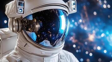 An astronaut in space suit with stars in the background photo