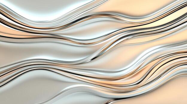 A 3d rendering of a silver and gold wave pattern photo