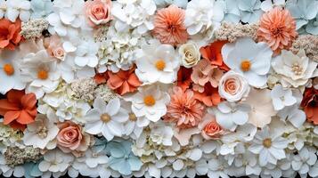 A large flower arrangement made of paper flowers photo