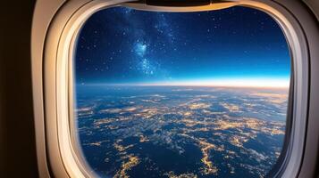 A view of the earth from an airplane window photo