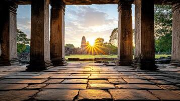 Sunrise in angkor wat temple, cambodia photo