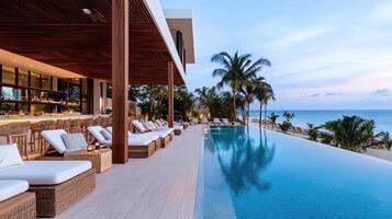 The pool at the beachfront resort in mexico photo