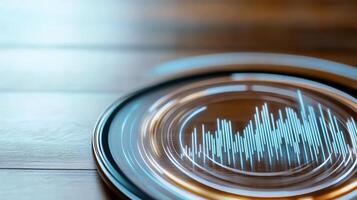 A circular sound wave is shown on a table photo