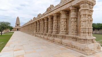 Intricately carved Hindu temple with detailed stonework and majestic columns photo