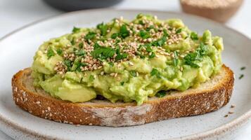 Avocado toast with sesame seeds photo