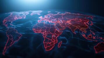 The world map is shown in red and blue photo
