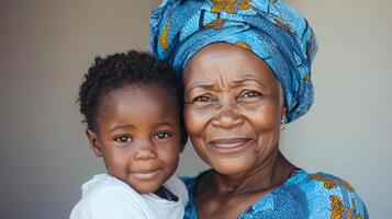 An older woman and a young child photo