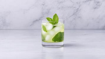 Refreshing cocktail with mint and ice photo
