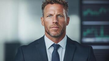 A man in a suit and tie looking at the camera photo