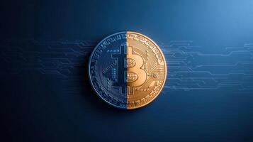Digital currency symbol cryptocurrency blockchain technology financial innovation gold photo