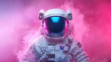 An astronaut in a space suit with smoke photo