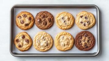 A tray of cookies on a white background photo