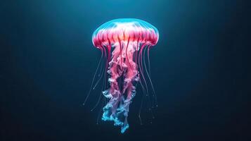 A jellyfish floating in the ocean with a blue background photo