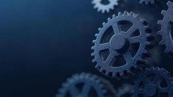 Gears in motion create dynamic industrial scene, showcasing precision and engineering photo