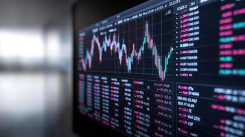 digital dashboard displaying key economic indicators and stock market data, showcasing trends photo