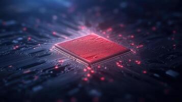 vibrant microchip surrounded by glowing circuits and connections, symbolizing technology photo