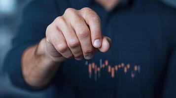 hand pointing at financial chart, indicating growth and investment opportunities photo