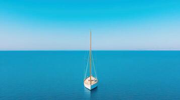 serene sailboat floats on calm waters under clear blue sky, evoking tranquility photo