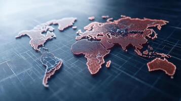 detailed world map design with modern, digital aesthetic, showcasing global connections photo