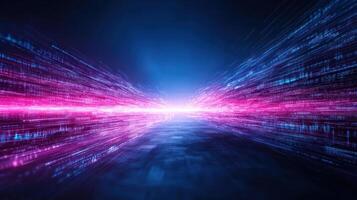 Futuristic digital landscape with vibrant data streams flowing through space, creating sense photo