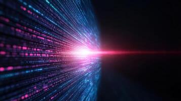 Digital data streams create vibrant visual effect with bright colors and depth photo