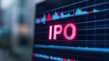 IPO data chart with vibrant colors and digital elements, showcasing financial trends photo
