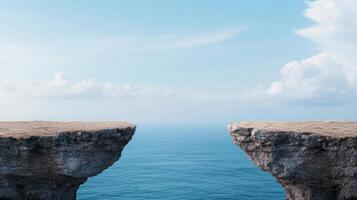 stunning view of two rocky cliffs separated by vast ocean, symbolizing distance and connection photo