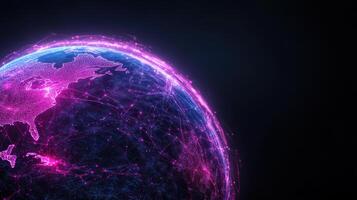 Digital globe with glowing connections and vibrant colors photo