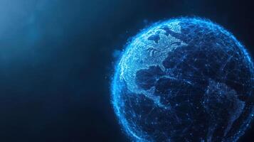 Digital globe with glowing connections represents global networking and technology photo