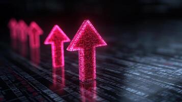 Digital arrows symbolize growth and progress in modern financial context photo
