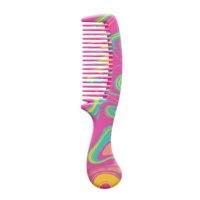 A cheerful pink comb with a swirling teal and yellow pattern. Its playful design adds a pop of color to any bathroom png