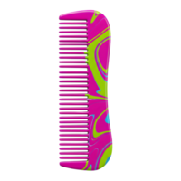Catch the eye with this fun, pink comb Its swirling, lime-green and teal design adds a pop of color to any haircare routine. A stylish and practical addition png
