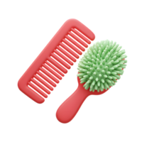 A cheerful coral comb and a uniquely textured, mint green brush playfully arranged. The vibrant colors and unique brush design create a fun, modern feel. png