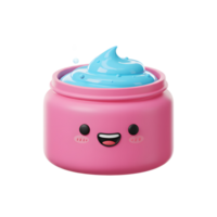 A cheerful pink jar overflows with a vibrant blue cream, creating a fun and playful mood. Bubbles add a touch of whimsy png
