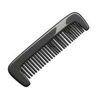 A sophisticated black comb, rendered in 3D, angles elegantly against a clean white background. Its smooth, glossy surface reflects light, conveying a sense of simple luxury. png