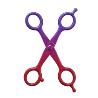 Catchy purple and red gradient scissors, shiny and sleek, poised for precision. A vibrant, stylish image. png