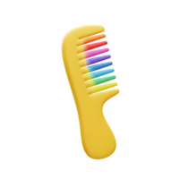 A cheerful yellow comb features a vibrant rainbow of colors on its teeth, creating a playful and optimistic mood. Perfect for styling and adding a touch of fun png