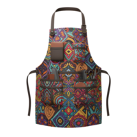 A stunning barber apron bursts with color Intricate mandala patterns adorn this practical apron, complete with multiple pockets for tools. A stylish and functional addition to any barbershop. png