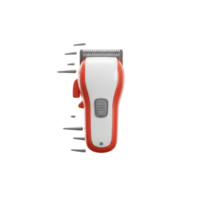 Sleek red and white hair clipper, ready for a precise cut. Sharp blades, simple controls. Modern and efficient. png