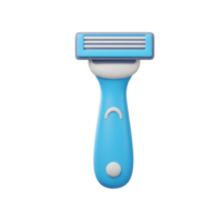 A vibrant blue razor, rendered in a clean 3D style, stands against a white backdrop. Its sleek design and three blades exude a sense of modern simplicity. png