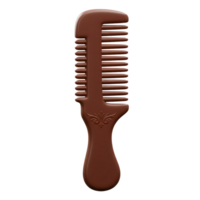 A rich brown hair comb, elegantly designed with a subtle ornate detail. Smooth texture, classic style. png
