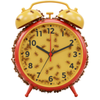 Alarm Clock Infested with Ants Depicting Time Pressure and Urgency png