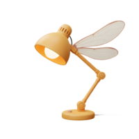 A charming yellow desk lamp features translucent dragonfly wings, casting a warm, inviting glow. Perfect for a playful yet sophisticated space. png