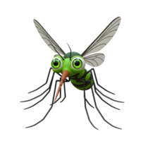 A cheerful green mosquito with big, expressive eyes zooms into view Its long legs and translucent wings add to its whimsical charm. png