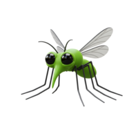 A charming, green cartoon mosquito with big eyes and long legs. Its playful design creates a lighthearted, whimsical mood. png