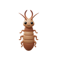 uma delicioso renderizado em 3D desenho animado cupim sorrisos alegremente. Está segmentado corpo e antenas estão rendido dentro uma luz marrom, criando uma amigáveis e acessível imagem. png