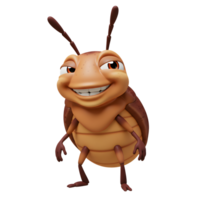 uma amigáveis desenho animado besouro sorrisos amplamente, Está segmentado corpo e antenas adicionando para Está encantador, brincalhão Projeto. a 3d render cria uma alegre, alegre humor. png