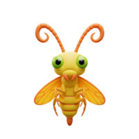 A cute, friendly bee smiles with big eyes Yellow body, orange antennae, and playful wings create a charming, whimsical scene. png