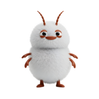 Meet this adorable, fluffy white creature Its tiny brown arms and antennae add a unique touch. A sweet and playful character, perfect for kids png