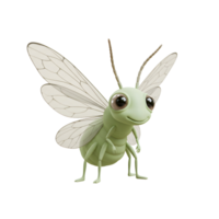 Meet this charming cartoon grasshopper Its large, expressive eyes and delicate, translucent wings create a sweet and whimsical feel. A delightful image png